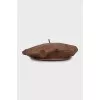 Brown leather beret with tag