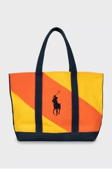 Textile shopper bag in combined color