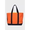 Textile shopper bag in combined color