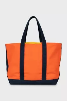 Textile shopper bag in combined color