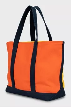 Textile shopper bag in combined color