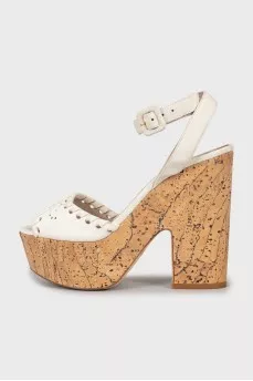 Perforated suede sandals