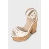 Perforated suede sandals