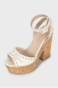 Perforated suede sandals