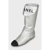 Silver boots with textile toe