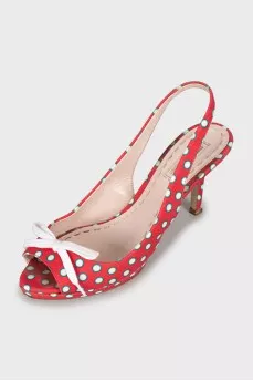 Textile sandals with polka dots