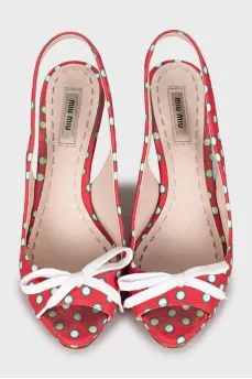 Textile sandals with polka dots