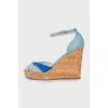 Suede high wedge sandals