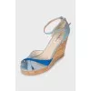 Suede high wedge sandals