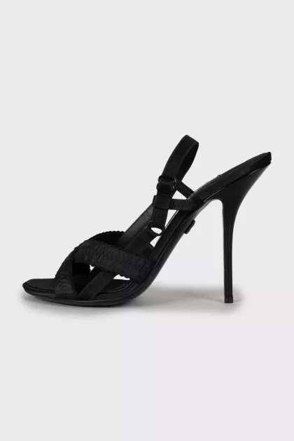 Textile high heel sandals