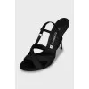 Textile high heel sandals