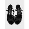 Textile high heel sandals