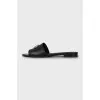 Leather slides with silver decor