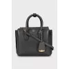 Gray leather crossbody bag