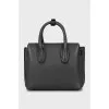 Gray leather crossbody bag