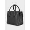 Gray leather crossbody bag