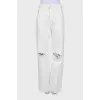 Ripped effect palazzo jeans