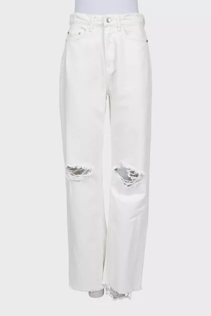 Ripped effect palazzo jeans