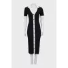 Black and White Button Down Midi Dress