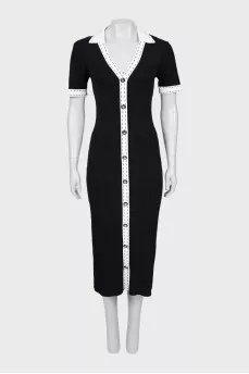 Black and White Button Down Midi Dress
