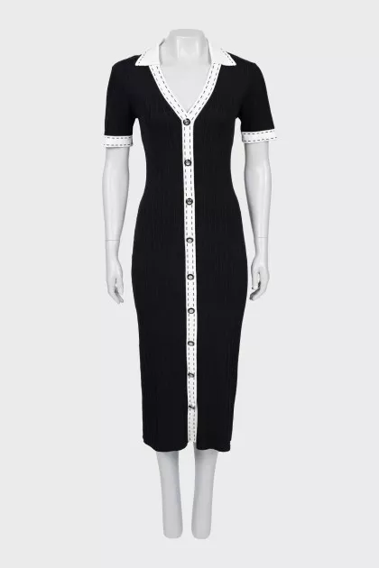 Black and White Button Down Midi Dress