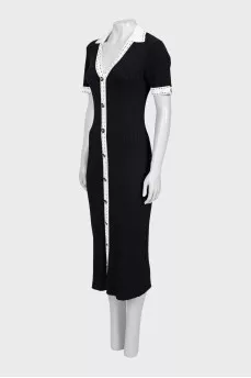 Black and White Button Down Midi Dress