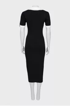 Black and White Button Down Midi Dress