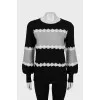 Knitted sweater with puff sleeves