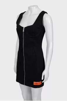 Denim dress with straps and tag