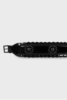 Woven patent leather belt