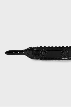Woven patent leather belt