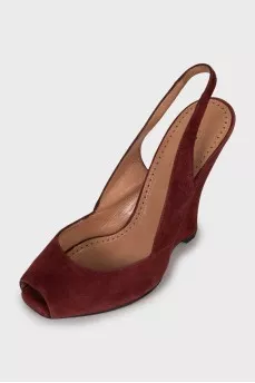 Suede wedge sandals