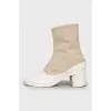 Textile split toe ankle boots