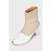 Textile split toe ankle boots