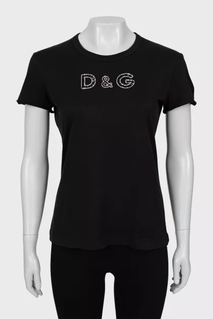 Fitted T-shirt with embellished logo