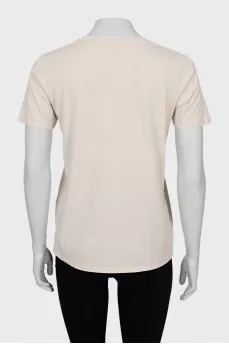 Beige T-shirt with brand logo