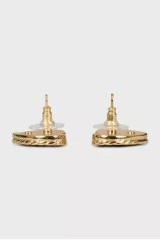 Heart-shaped earrings with logo