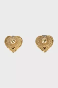 Heart-shaped earrings with logo