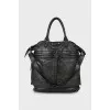 Leather shopper with silver fittings