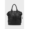 Leather shopper with silver fittings