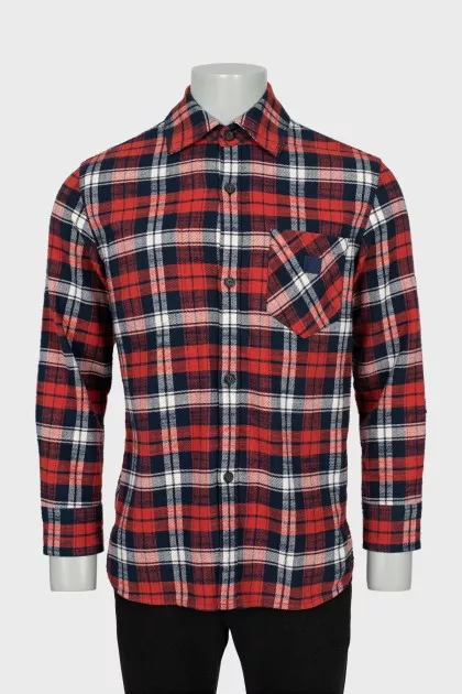 Men's long plaid shirt