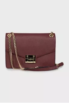 Leather shoulder bag with gold strap