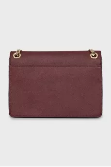 Leather shoulder bag with gold strap