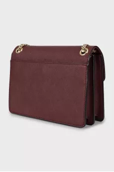 Leather shoulder bag with gold strap