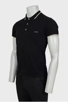 Men's black polo with contrasting edges