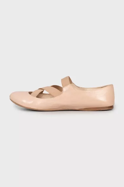 Leather ballet shoes with elastic bands