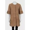 Short sleeve suede coat
