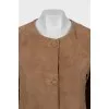 Short sleeve suede coat