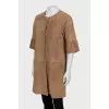 Short sleeve suede coat
