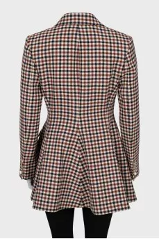 Fitted check wool jacket